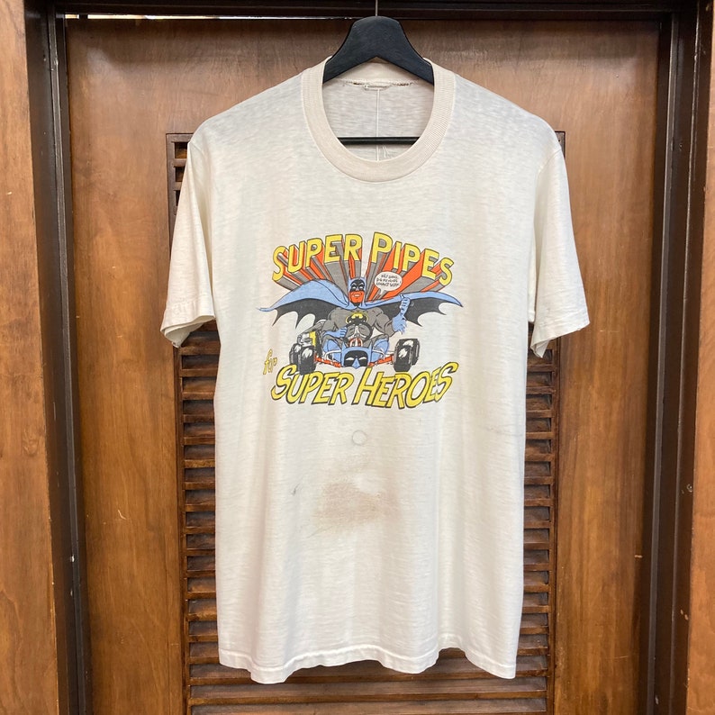 Vintage 1970er Batman Hot Rod Drag Race Auspuff Speed Shop Original T-Shirt, 70er T-Shirt, Vintage Kleidung Bild 3