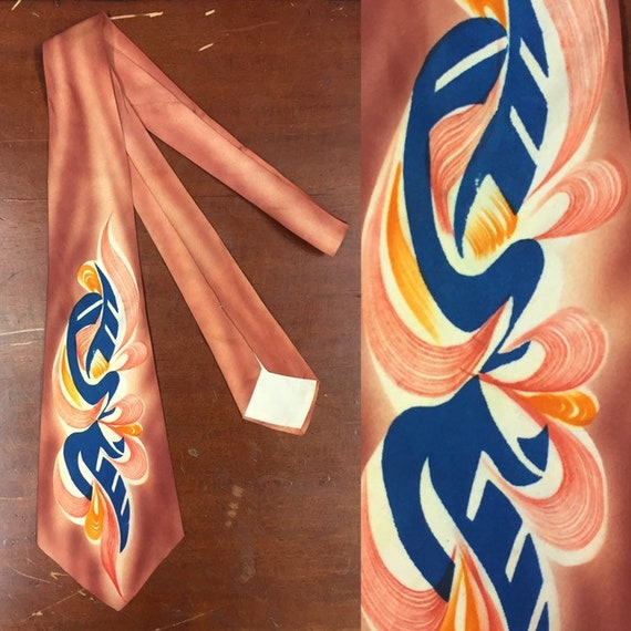 Vintage 1940s, Hershel, Hand Painted Swing Tie, 19