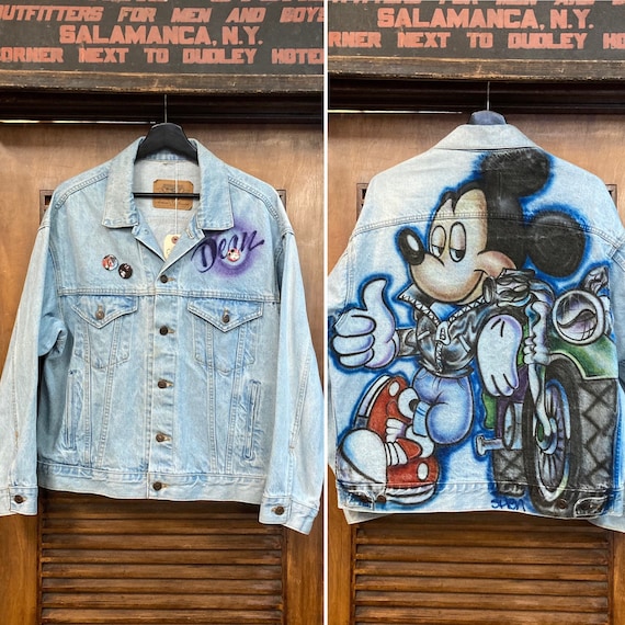 Vintage 1980’s Mickey Mouse Artwork Denim Trucker… - image 1