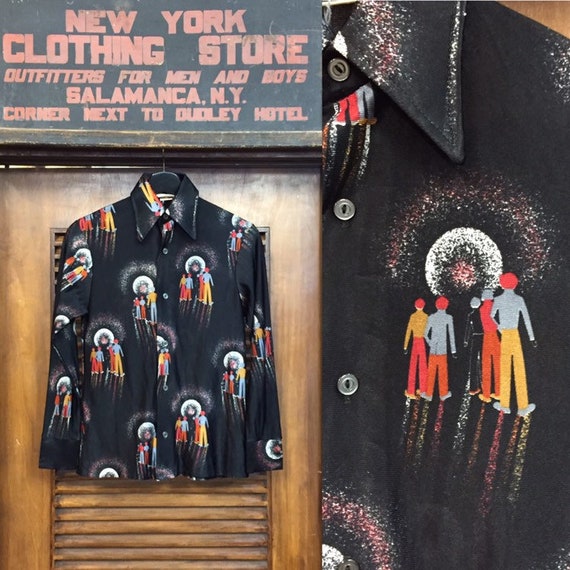 Vintage 1970’s Sci-Fi Outer Space Disco Shirt, Pol