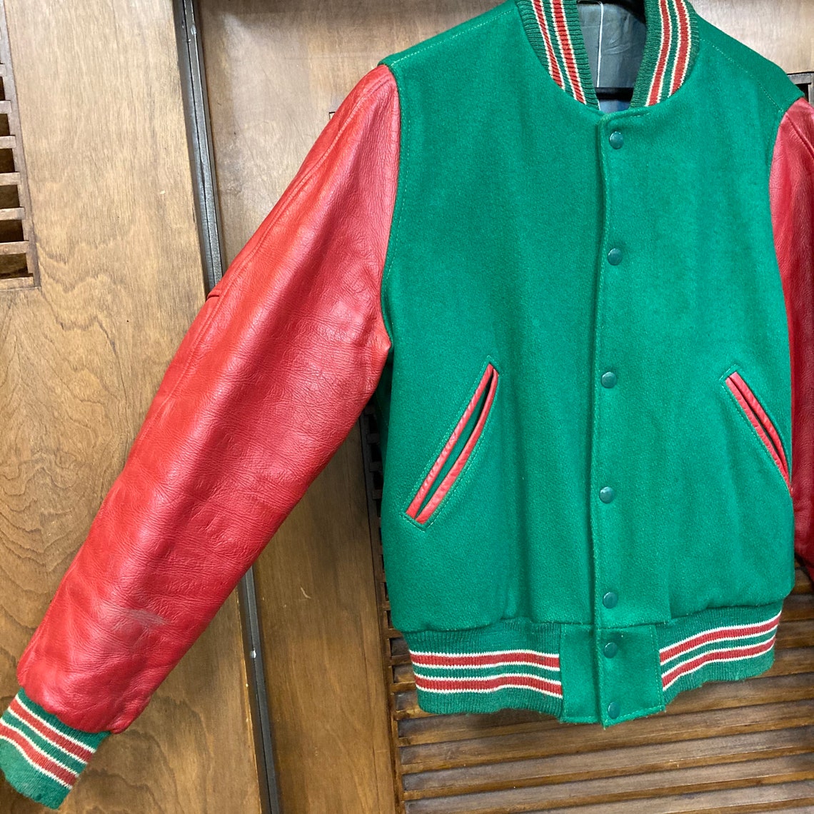 Vintage 1950s Letterman Wool and Leather Jacket 50s Jacket Etsy