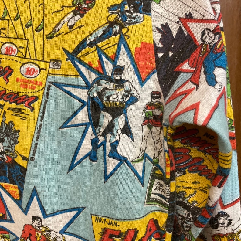 Vintage 1970s Superhero Action Comics Superman Pop Art Long Sleeve T-Shirt, 70s Tee Shirt, Vintage Clothing image 8