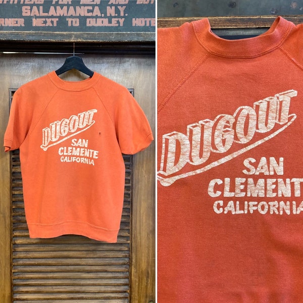 Vintage 1960’s “Dugout” Surfshop San Clemente California Surfboard Logo Pop Art Sweatshirt, 60’s Short Sleeve, Vintage Clothing