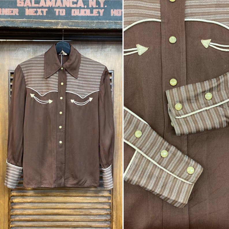 【誠実】 40's Vintage Shirt Rayon Type Riders - シャツ