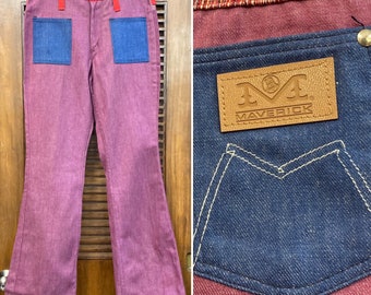 Vintage 1960’s Deadstock “Maverick Blue Bell” Peter Max Style Flare Denim Jeans, 60’s Jeans, 60’s Pop Art, Hippie Style, Vintage Clothing