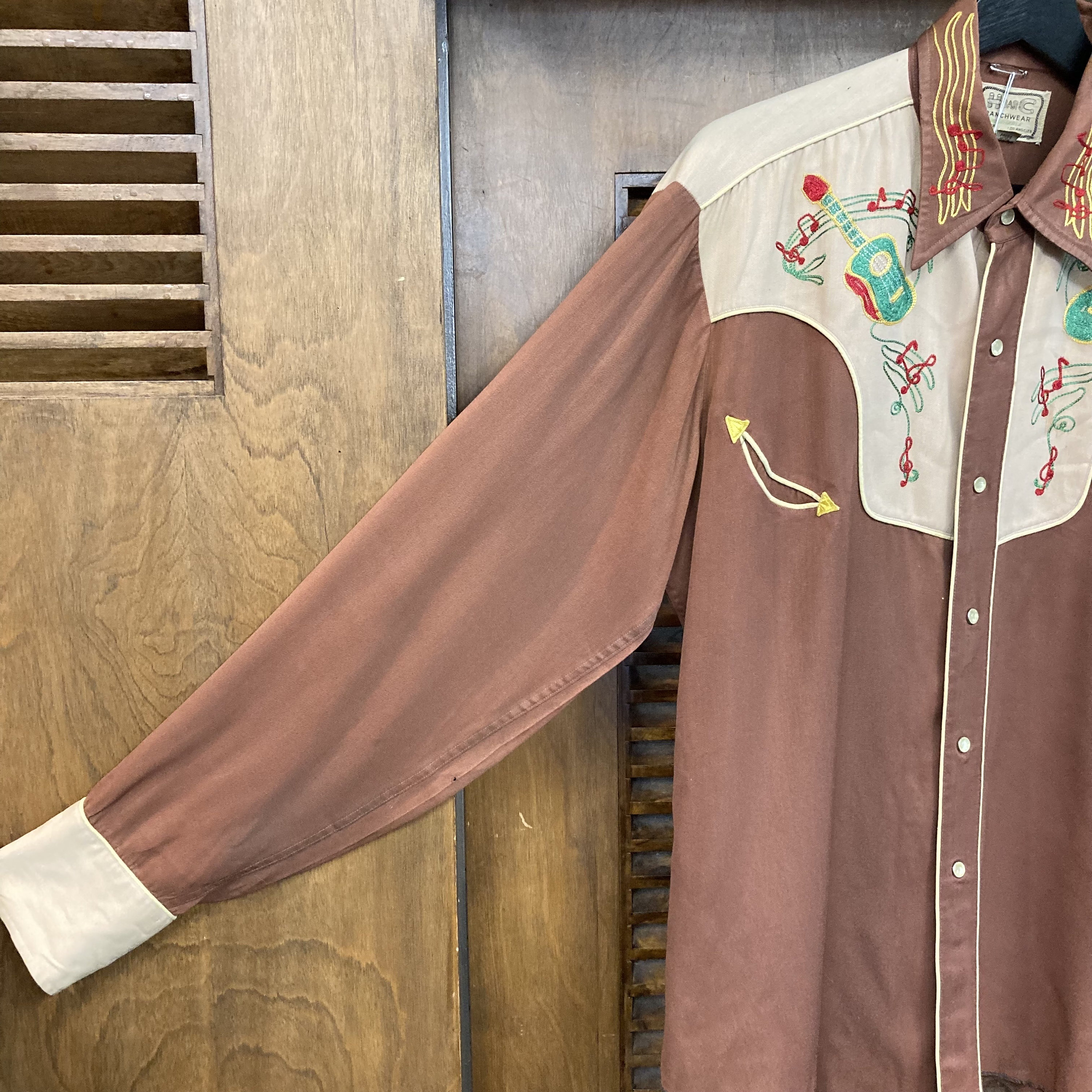 Vintage 1950's Size L “H Bar C” Guitar Music Note Western Cowboy