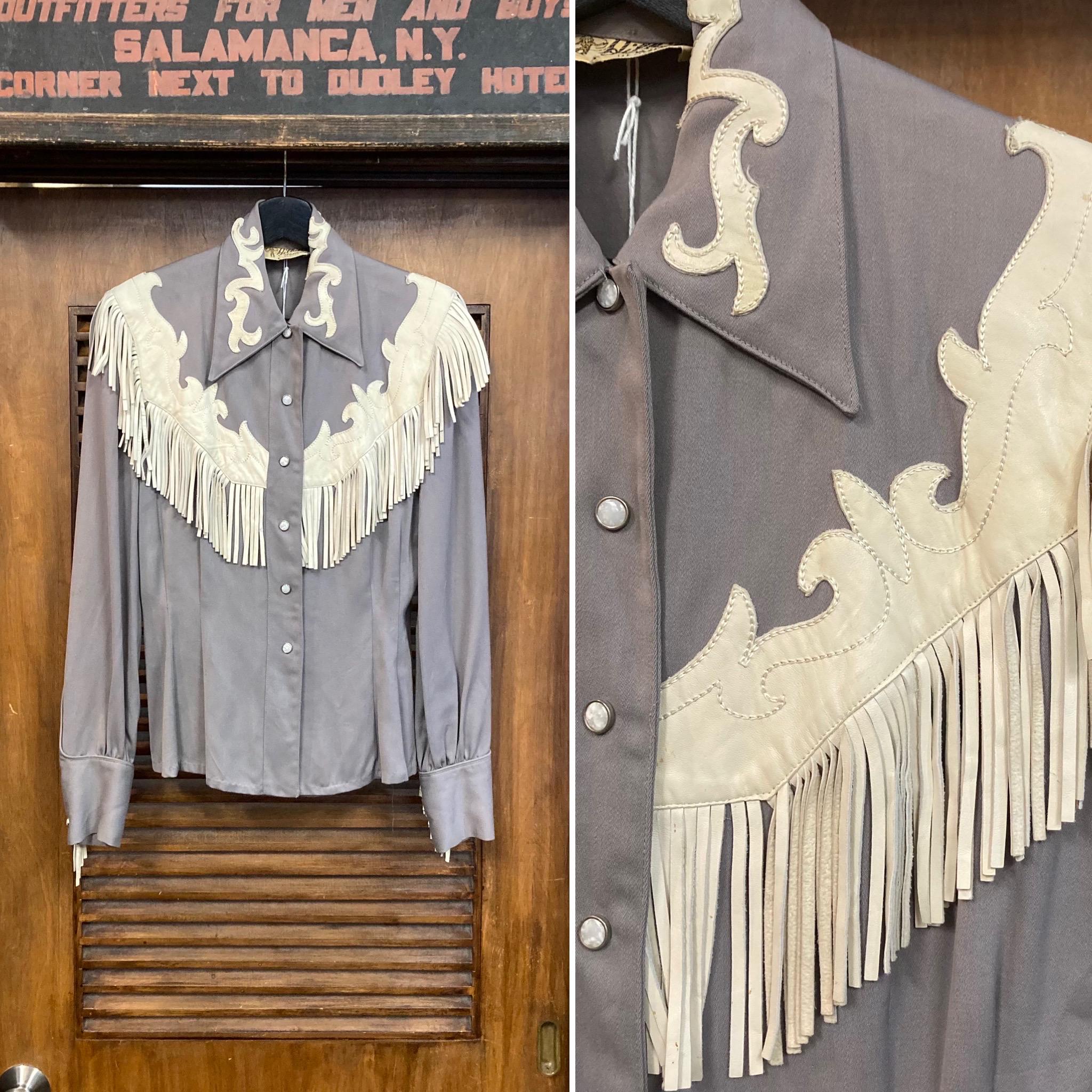 Vintage 1950's Amazing Western Cowboy Leather Fringe Rayon