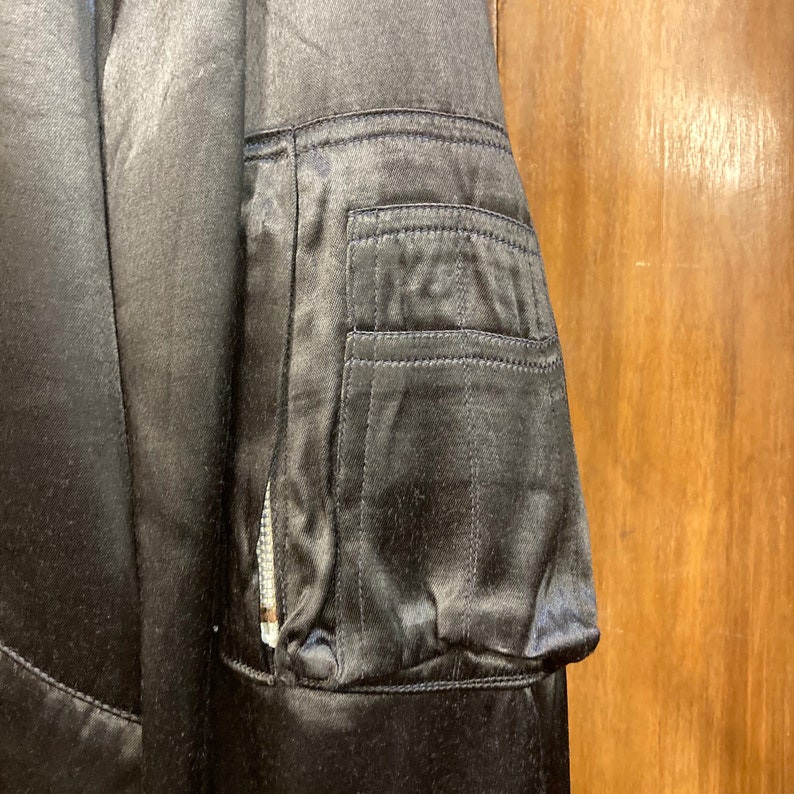 80\u2019s Jacket 80\u2019s Embroidery Vintage 1980\u2019s \u201cPink Flamingo\u201d Black Satin Bomber Jacket 80\u2019s New Wave 80\u2019s Bomber Vintage Clothing