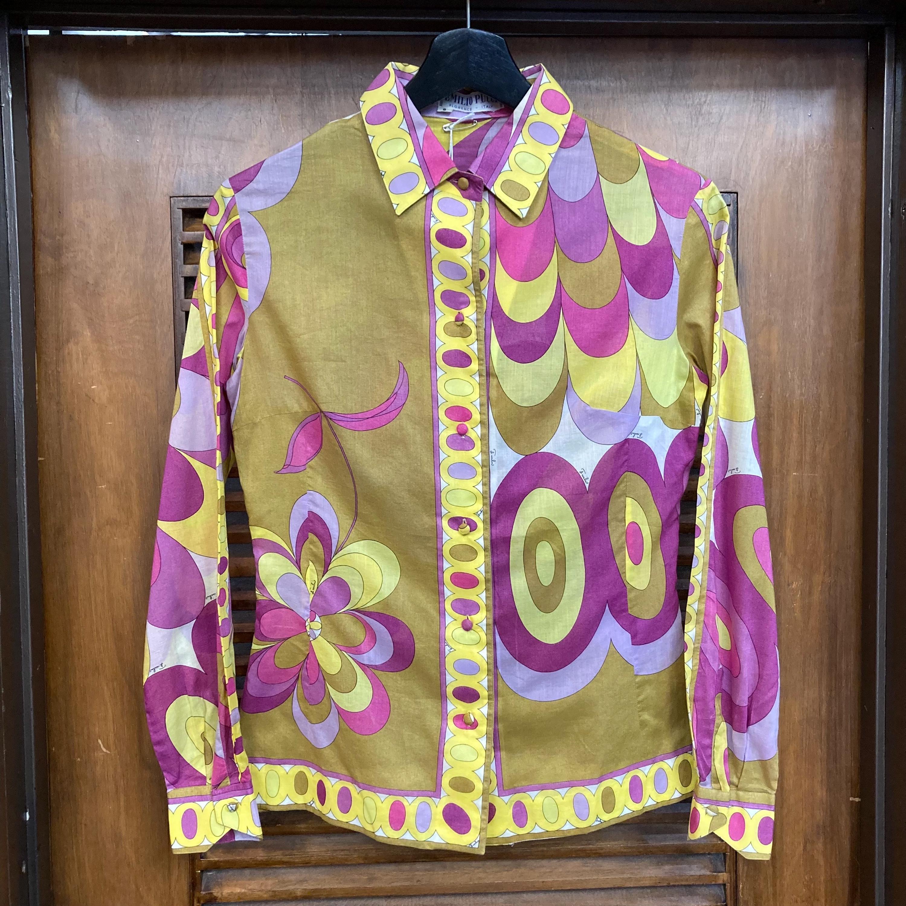 Vintage 1960's Emilio Pucci Original Mod Cotton Op Art Shirt
