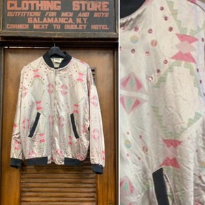 Vintage 1980&#39;s Men&#39;s Dolce Vita Label New Wave Satin Jacket, Vintage New Wave, Vintage Memphis, Memphis Print, Vintage 1980&#39;s, Vintage Mens