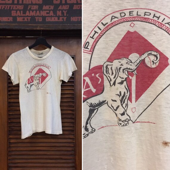 Vintage 1940’s Philadelphia A’s Baseball Tee, 40’s