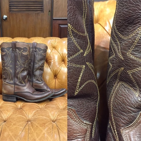 Vintage 1960’s Western Cowboy, Brown Western Boot… - image 1