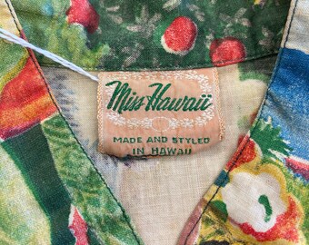 Vintage 1940's Eugene Savage Native Feast Cotton Teatimer Hawaiian