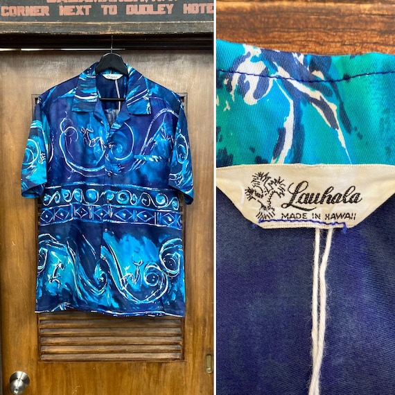 ラ*ー様 お安く!⭕️Custom hawaiian fabric◎Pivot◎ Vintage 1960's “lauhala” Atomic Mod Pop Art Surfer Tiki Polished