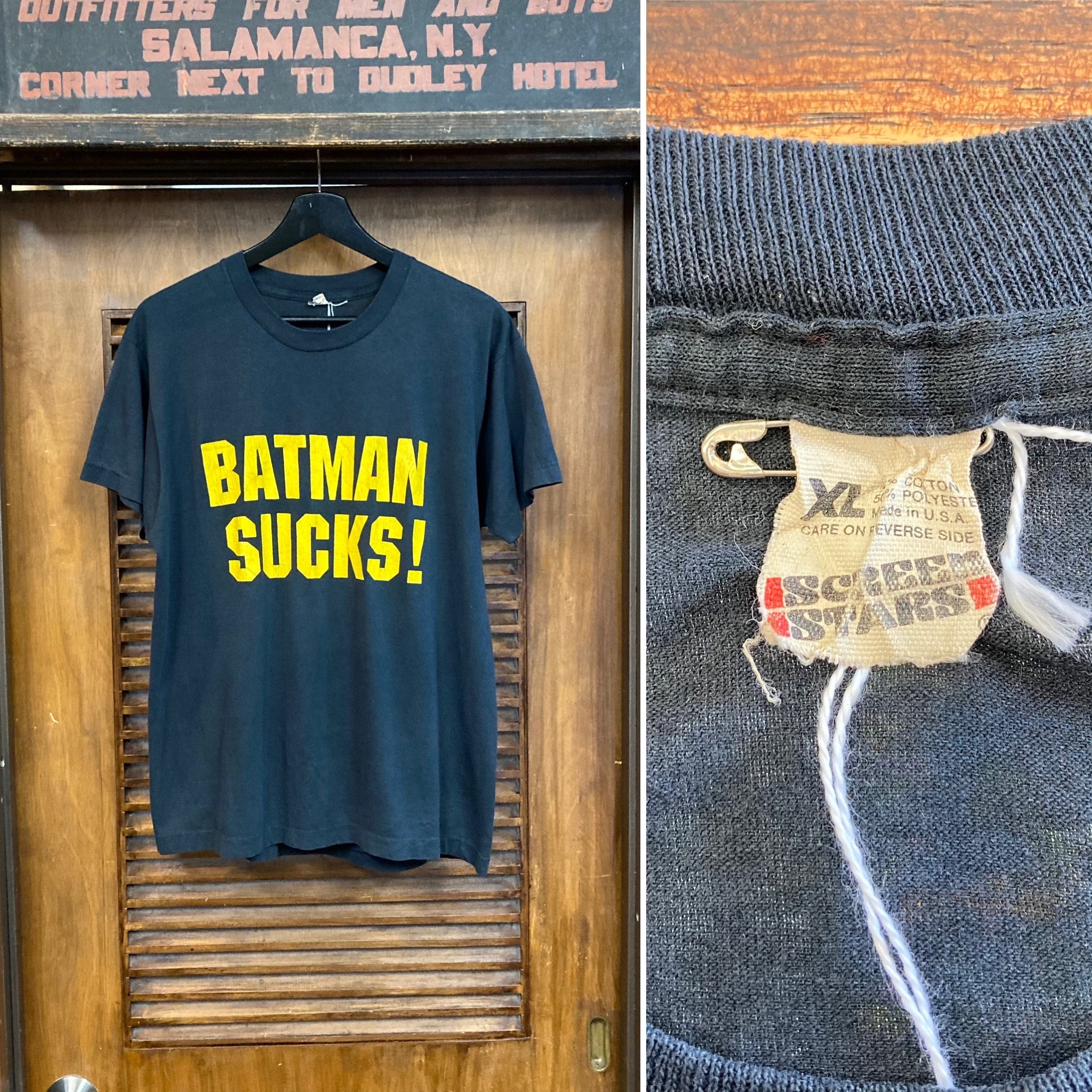 Vintage 1980's “batman Sucks” DC Comics Superhero Funny 50/50 T