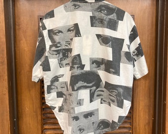 希少Artificial Eye 80s パラシュートシャツ　punk Vintage 1980's “jimmy'z” Super Rare Eyeball Photoprint Face