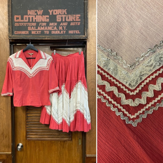 Vintage 1950's Salmon Pink Two Piece Patio Set, Southwest Style