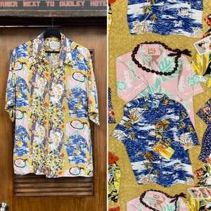 Vintage 1980’s -Rare- “Reyn Spooner” Tiki Border “Aloha Shirt” Rayon Hawaiian Shirt, 80’s Hawaiian Islands, Vintage Clothing