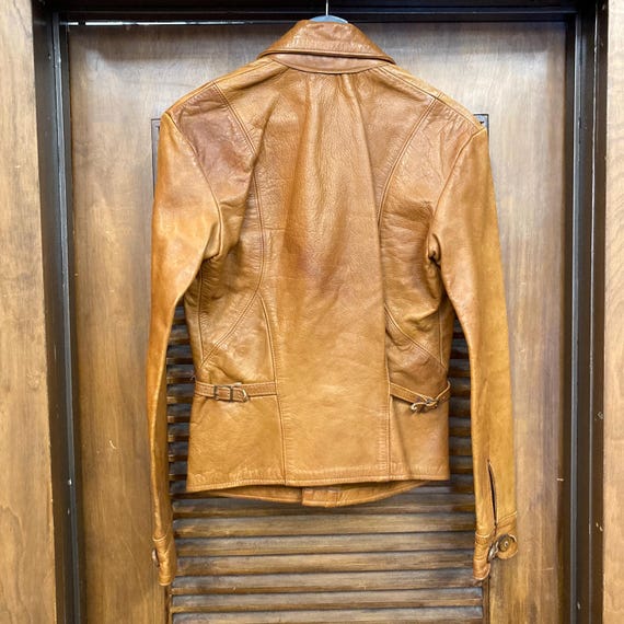 Vintage 1960’s “East West Musical Instruments” Rover Hippie Leather Jacket, 1960’s Leather Jacket View 3