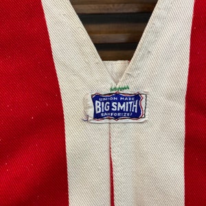 Vintage 1960s w32 Big Smith Red x White Stripe Denim Mod Pop Art Overalls, Jeans, Original, 60s Vintage Clothing image 9