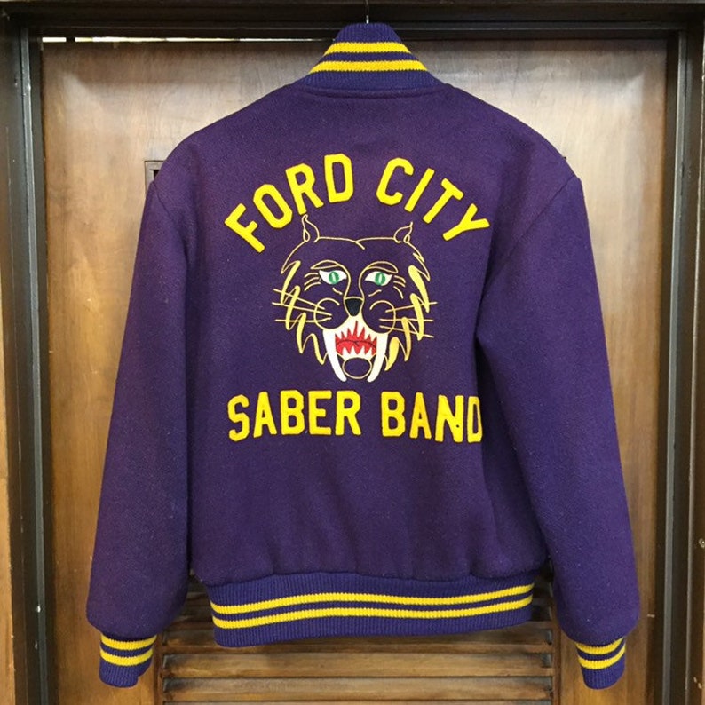 Vintage 1950s Wool Varsity Jacket Ford City Sabers, Vintage Varsity, Vintage Sportswear, Bomber, Team Sports, Vintage Clothing image 4