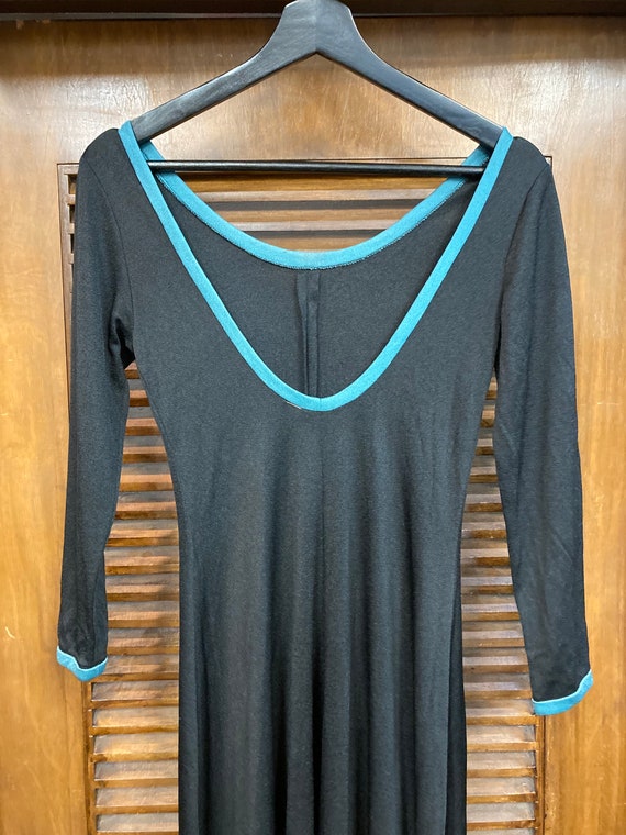 Vintage 1960’s Mod Glam Jet Black Knit Maxi Dress… - image 6