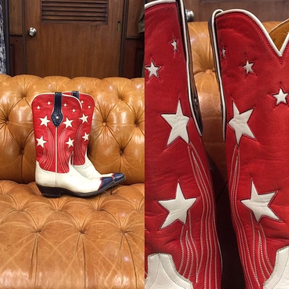 Vintage 1960’s, Red And Blue Western boots, Rockab