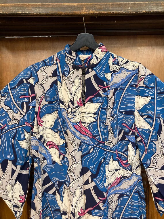 Vintage 1940’s Atomic Modernist Floral Rayon Pake… - image 3