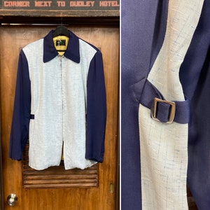 Vintage 1950s Two-Tone Fleck Gabardine Rockabilly Jacket, 3/4 Length, Elvis, 50s Vintage Clothing image 1