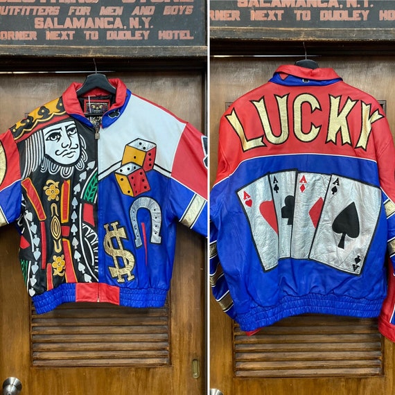 Vintage 1990s Lucky Vegas Gambling Hip Hop New Wave Oversize Leather Jacket, 90s Vintage Clothing - Etsy Vintage 1990s Lucky Vegas Gambling Hip Hop New Wave Oversize Leather Jacket, 90s Vintage Clothing - Etsy