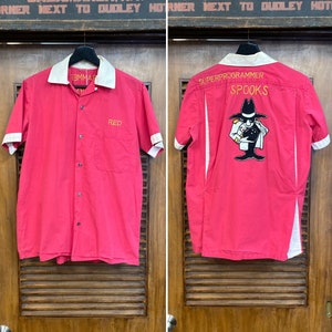 Vintage 1960’s “Spooks” Cotton Germany Souvenir Military Bowling Shirt, Original, 60’s Smoky Label, Vintage Clothing