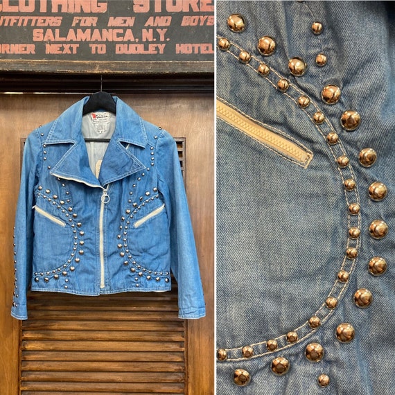 Vintage 1960’s “Roncelli” Style Denim Studded Moto