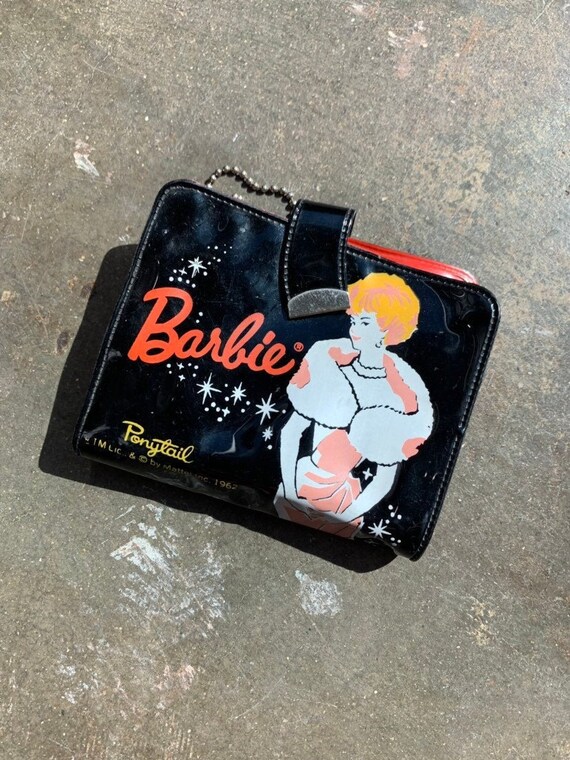 Vintage 1960's Barbie Black Vinyl Wallet, Mattel,