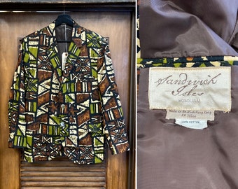 Vintage 1960's Size 38 “sandwich Isles” Mod Tiki Cotton Vintage 1960's Size 38 “sandwich Isles” Mod Tiki Cotton