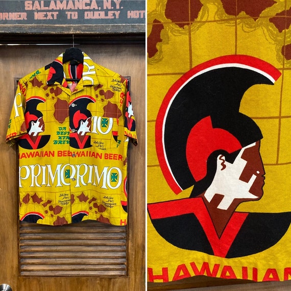 Vintage 1960's Original “primo” Beer Tiki Pop Art Cotton Vintage 1960's Original “primo” Beer Tiki Pop Art Cotton