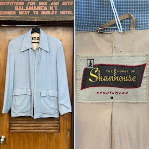 Vintage 1950’s “Shanhouse” Rayon 3/4 Length Rockabilly Jacket, Kramer, Ricky Ricardo, 50’s Vintage Clothing