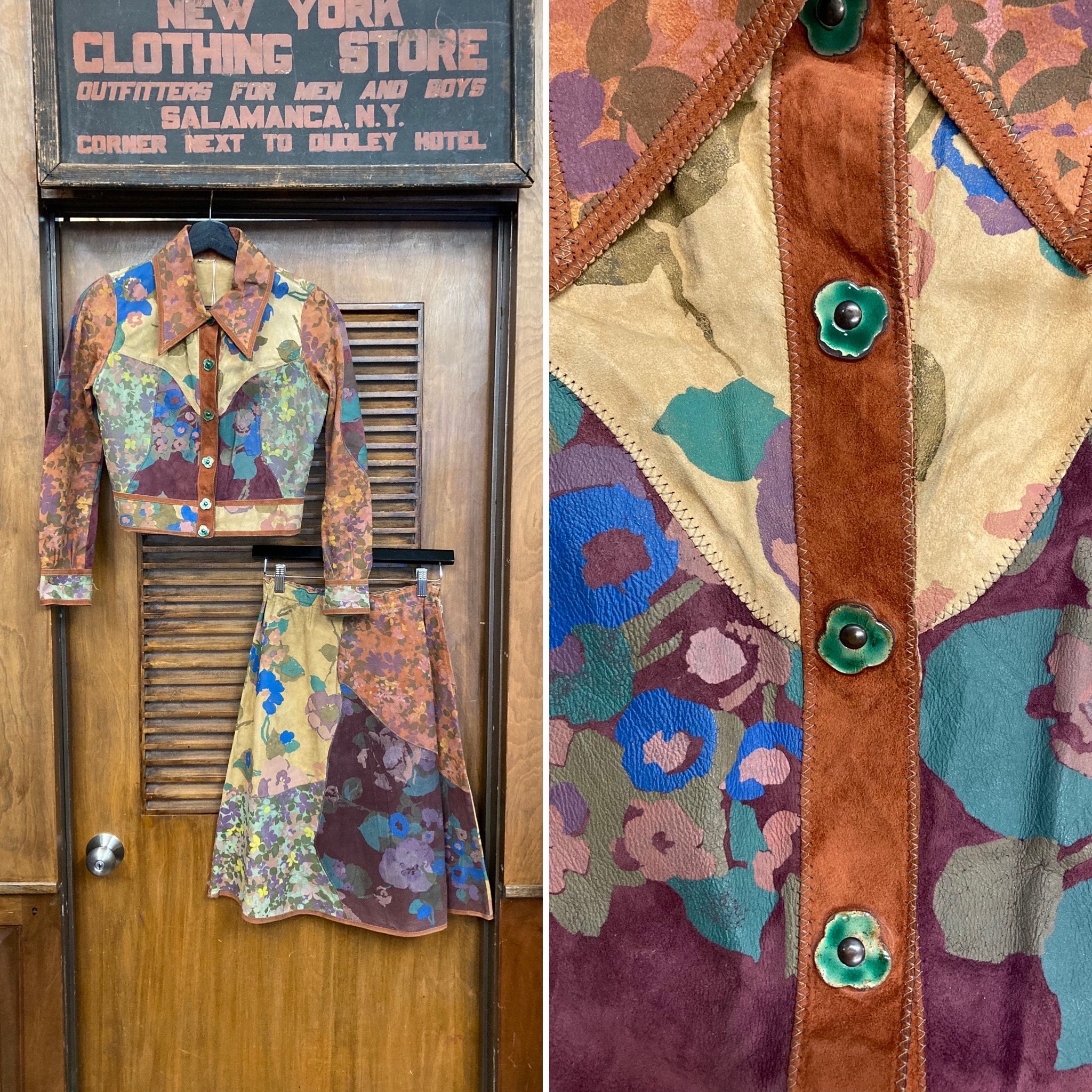 Vintage 1960's Designer “roberto Cavalli” Floral Mod Leather
