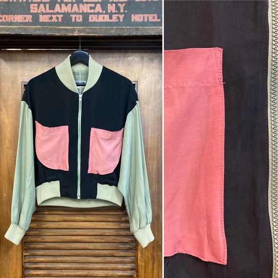 Vintage 1980’s Tri-Tone New Wave Bomber Jacket, 80