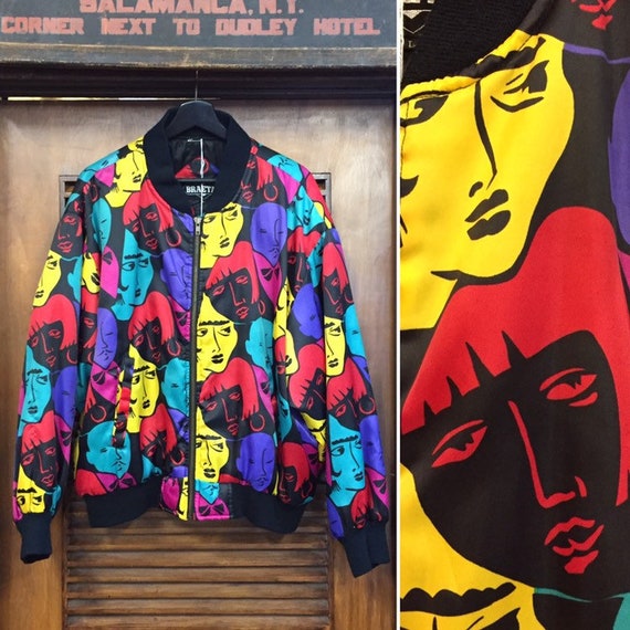 Vintage 1990’s Cartoon Faces Bomber Jacket, 90’s P