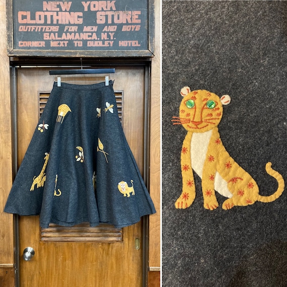 Vintage 1950s Original Jungle Safari Felt Appliqué Rockabilly