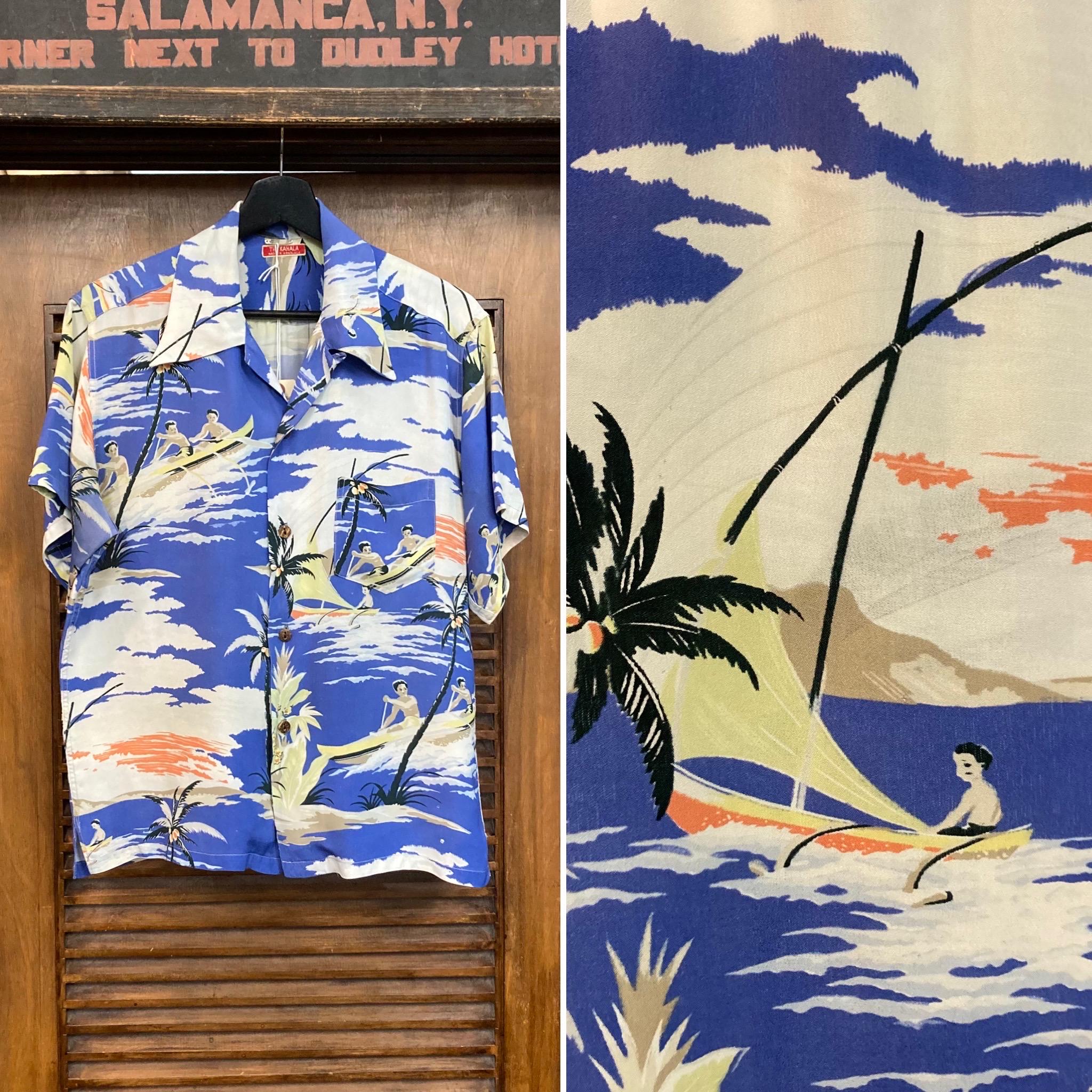 Vintage 1930's “kahala” Outrigger Tropical Crepe Loop Collar
