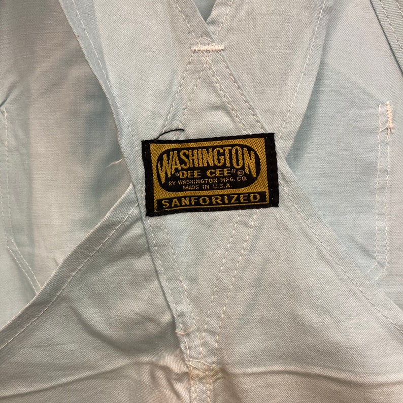 Vintage 1960s Deadstock Dee Cee Sky Blue Mod Cotton Denim Jeans Overalls, W31 L32, Never Worn, 60s Vintage Clothing image 8