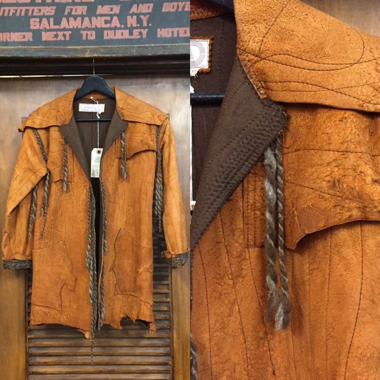 Vintage 1960's “miura” Label Leather and Yarn Traveler's Jacket