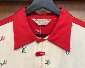 Vintage 1950's Two-tone Rayon Gabardine Pullover Gaucho Rockabilly