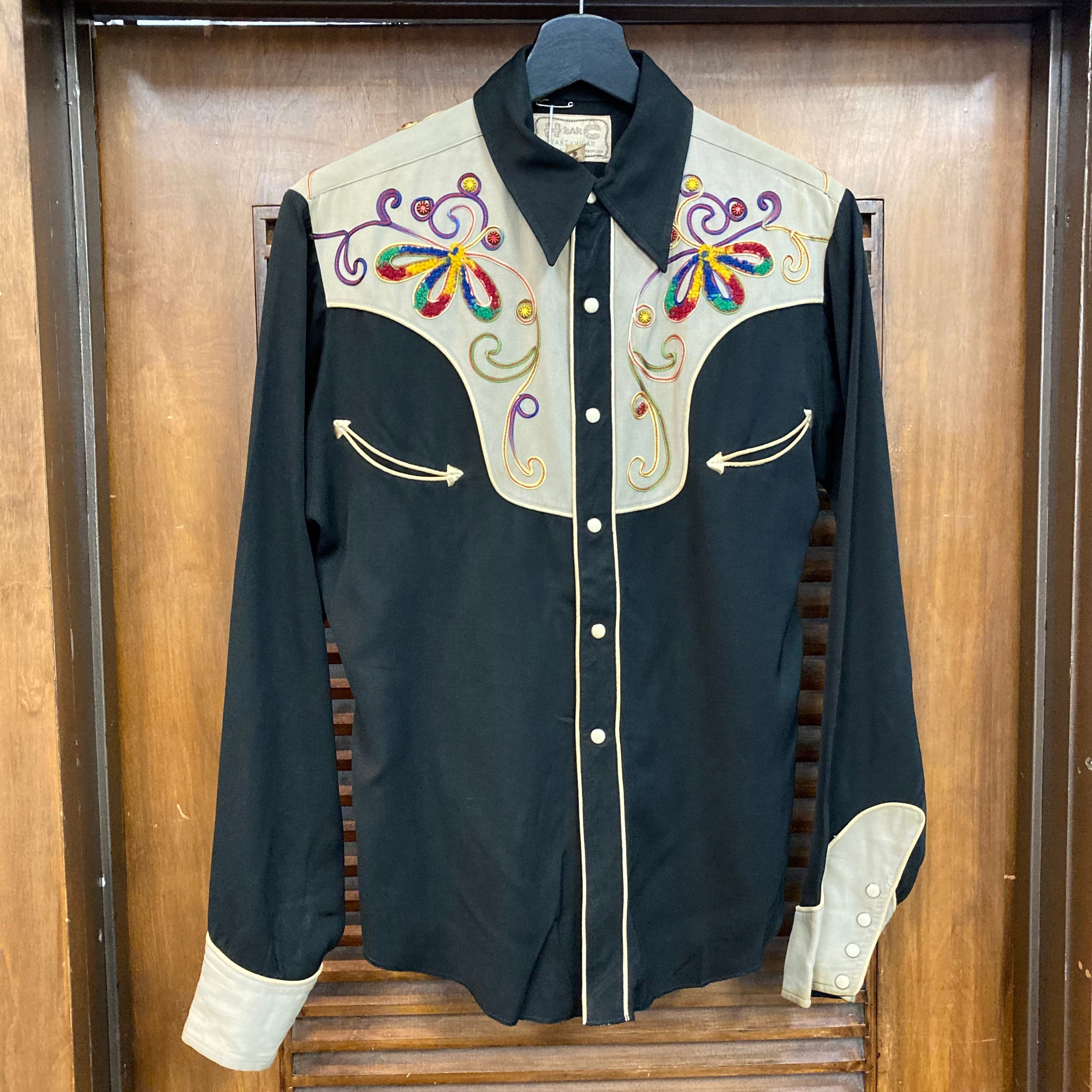 Vintage 1940's “H Bar C” Jet Black Western Cowboy Gabardine Vintage 1940's “H Bar C” Jet Black Western Cowboy Gabardine