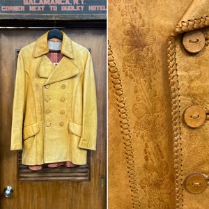 ジャケット・アウター Vnintage leather mods coat 60,s Vintage Mod Leather Jacket Triple Stitch Leather Jacket
