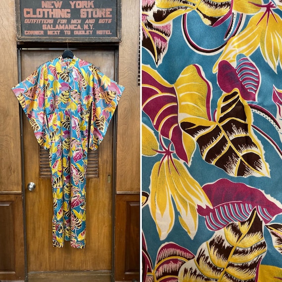 Vintage 1940’s Original “Kamehameha” Sateen Fabri… - image 1