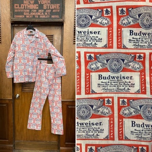Vintage 1960s Deadstock Budweiser Beer Pop Art Two Piece Pajama Set Shirt &  Pants, Novelty Print, Vintage Two Piece, Budweiser, Beer - Etsy