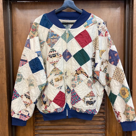 Vintage 1980’s Patchwork Bomber Quilted Jacket, 8… - image 3