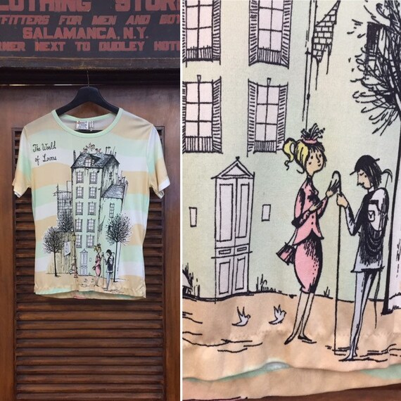 Vintage 1960’s World of Lovers Cartoon Tee, 60’s G
